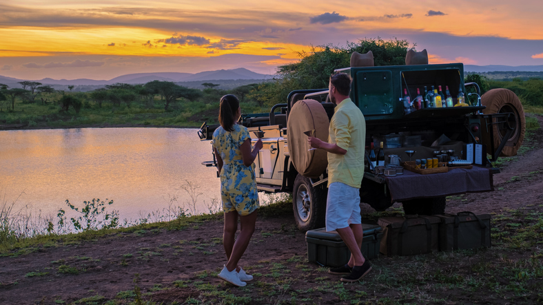 sundowner on the african plain